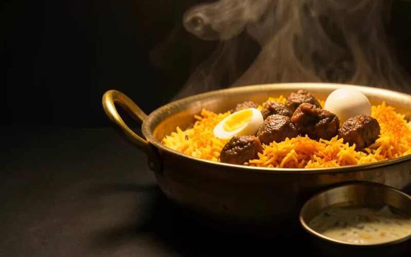 Steaming dum matka biryani