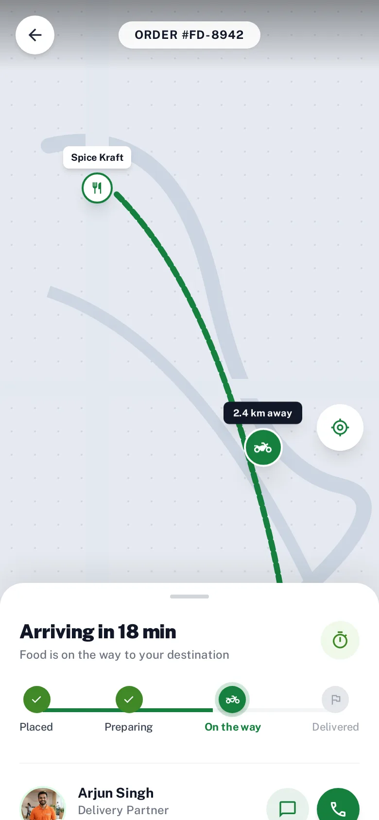 Foodysh app: live order tracking